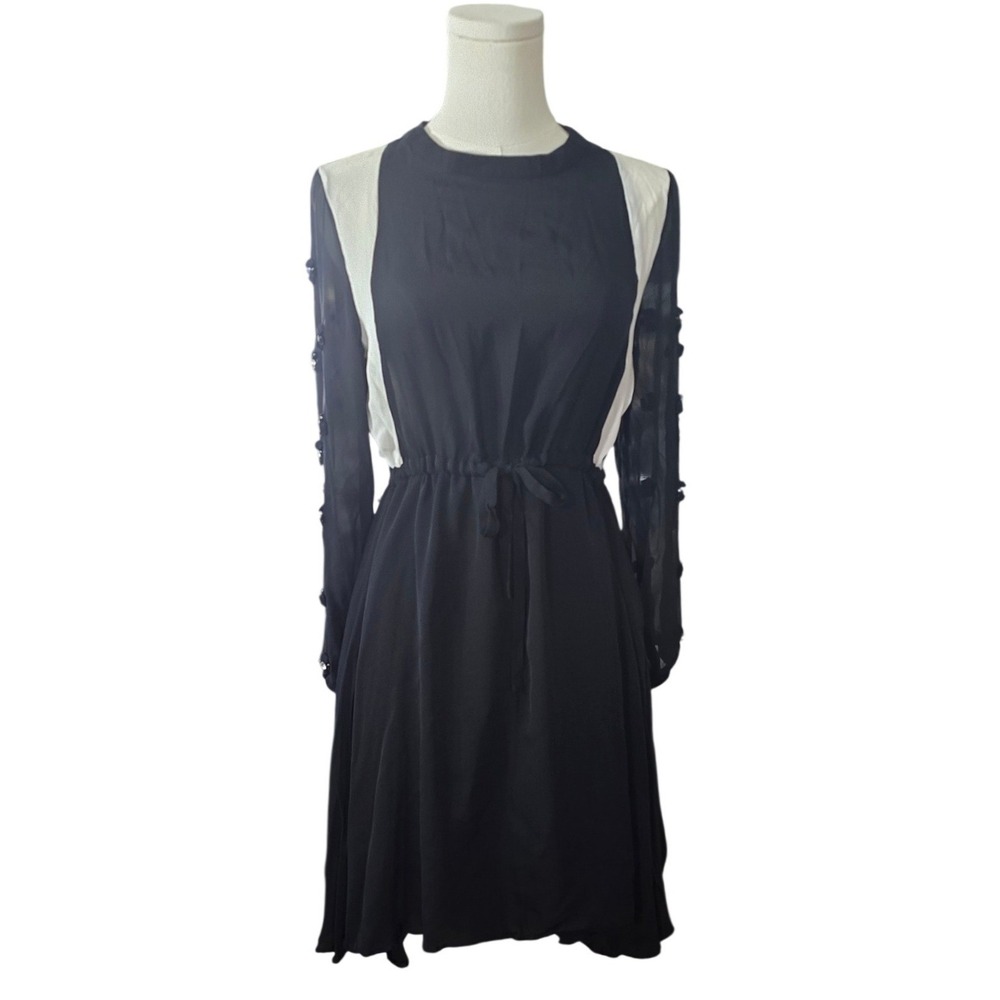 Authentic 2015 La Perla‎ 100% silk dress black white jewel 6 M 42
